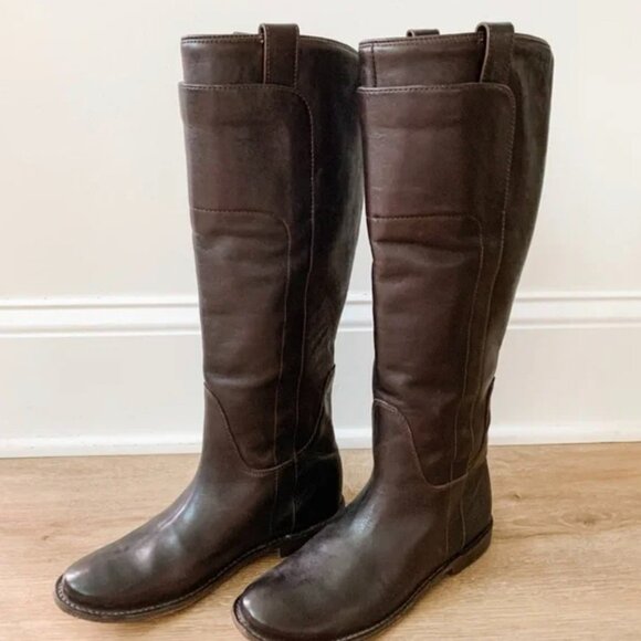 Frye Paige Dark Brown Tall Leather Riding Boot Sz. 8 - Picture 2 of 3